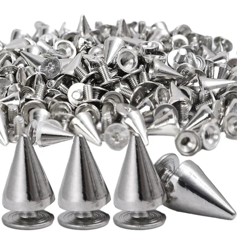 10/100 Stück Punk Metall Nieten Doppelverschluss Silber Nieten Kegel Nieten DIY Taschen Kleidung Nieten Runde Nägel Nieten Bastelbedarf