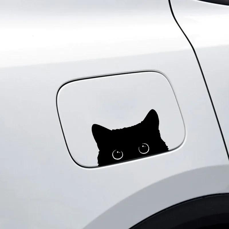 1 Piece Hot Car Sticker Accessories Poor Cat Is Stealing with Big Eyes Watch Vinyl Car Styling Cover Waterproof PVC