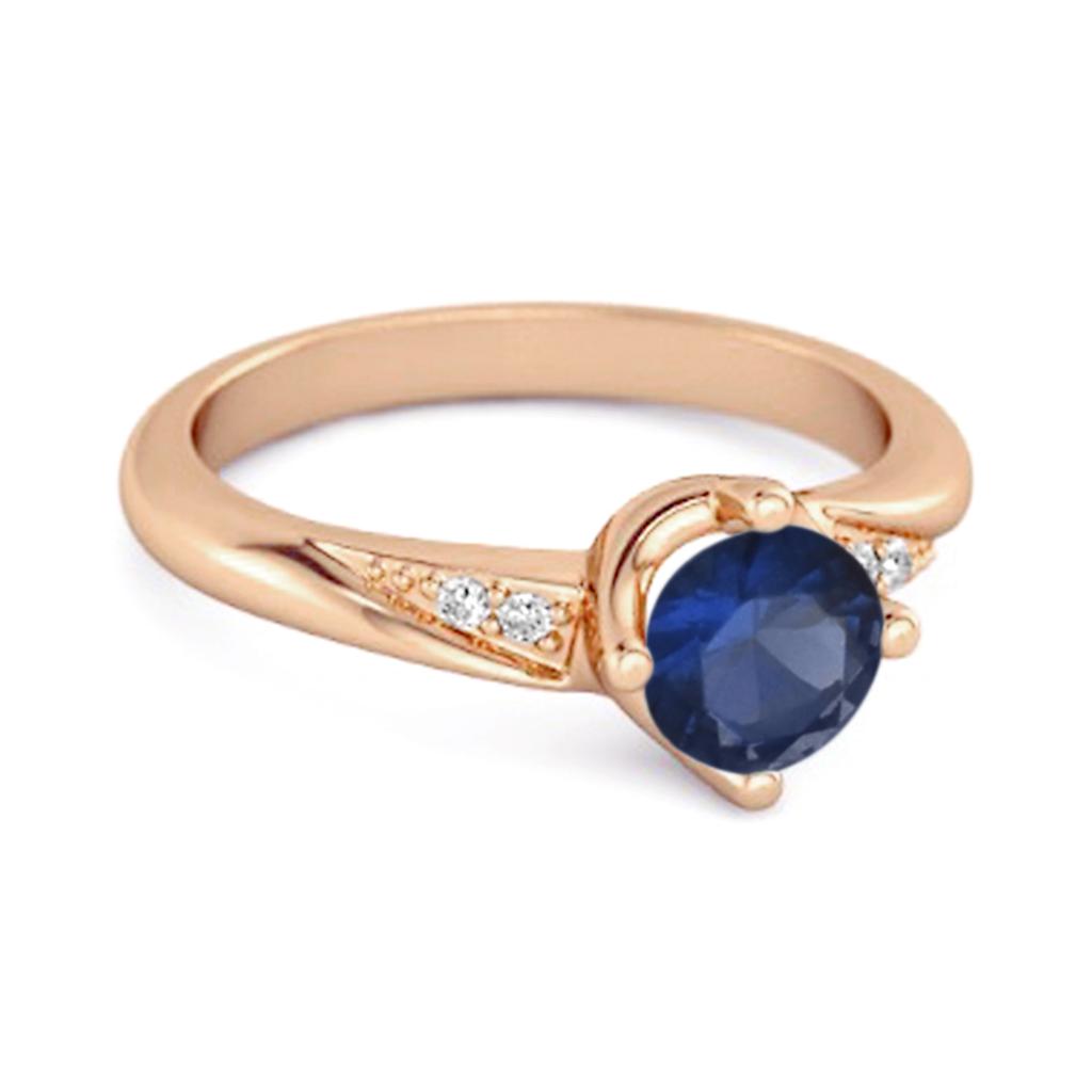 Blauer Saphir Ehering - 925er Sterlingsilber Roségold Vergoldung