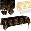 Cute Plastic New Year Tablecloth Bronzing Black Gold Disposable Tablecloths Disposable Table Decoration Table Cover New Year