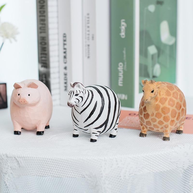 Wooden Animal Decor Set With Cute Round Shapes For Home And Gift Use