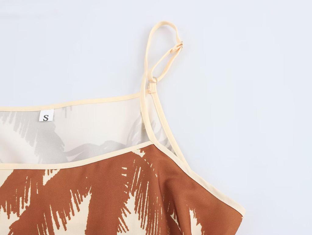 Spring 2025 Women's European & American Style Coconut Tree Print Sundress