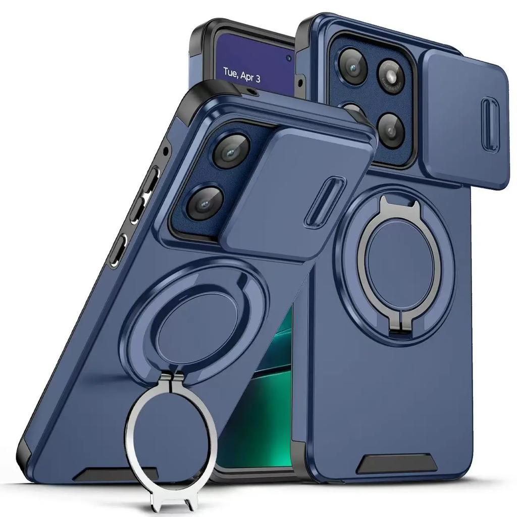 Shockproof Magnetic Phone Case for Motorola moto G 5G G Stylus Power play 5G 2025 Slide Camera Lens Ring Stand Protect Cover