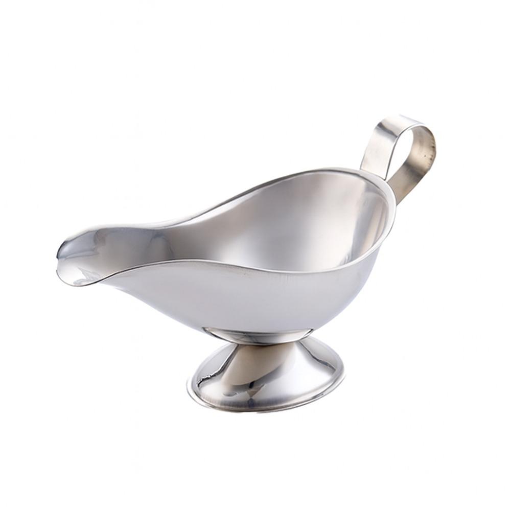 Stainless Steel Sauce Cup Multi-size Silver Sauce Boat Multi-functional Ship Shape Salad Dressing Boat Restaurant Use