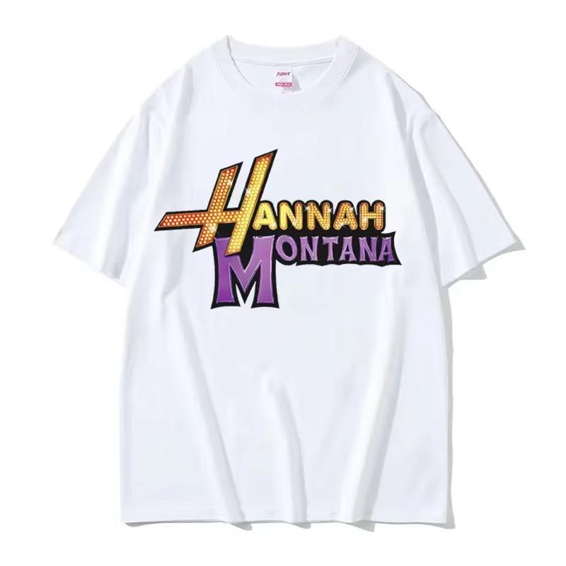 Y2K T-Shirt Streetwear Sommer Hannah Montana Logo T-Shirt Unisex Damen Lässig Kurzarm T-Shirt Unisex Mode Ästhetik Trend