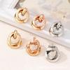 Geometric Double Ring Metal Texture Earrings - European & American Style
