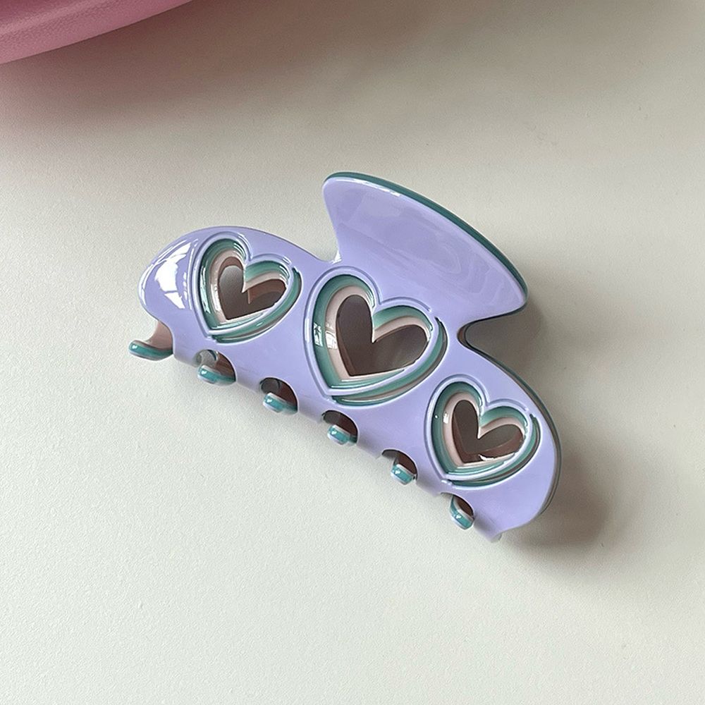 

Hollow Heart Hair Crabs Clip Women Hair Claws Korean Ponytail Holder Shark Clip Acetate Hairgrip фиолетовый