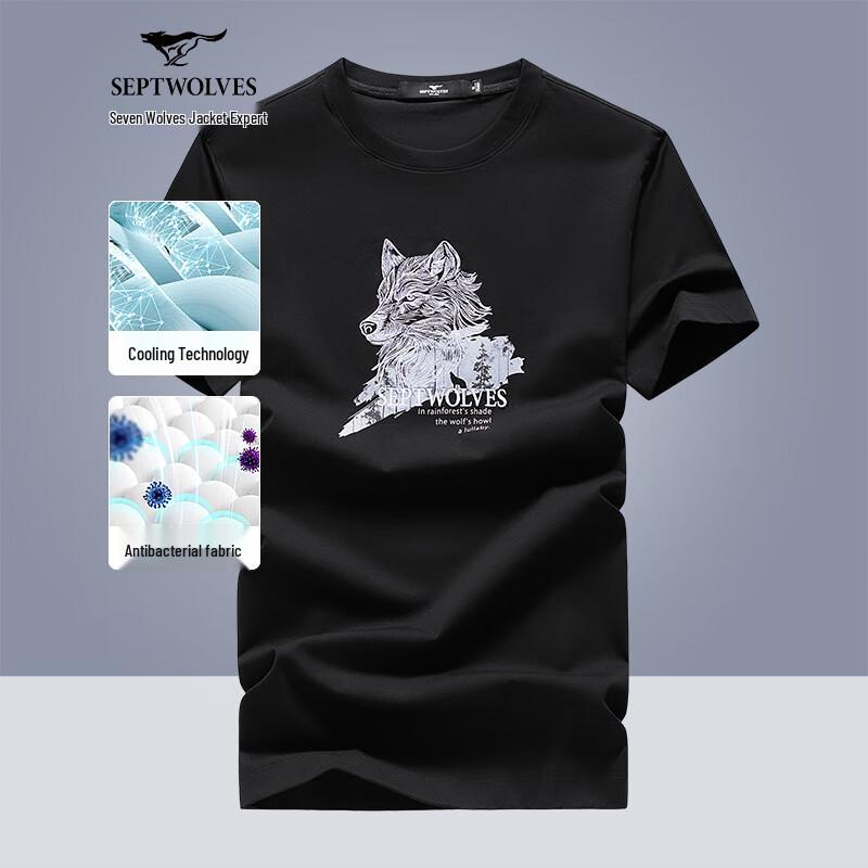 Qipilnag Men s 2025 Summer Wolf Culture Print Casual Short Sleeve T-Shirt XL
