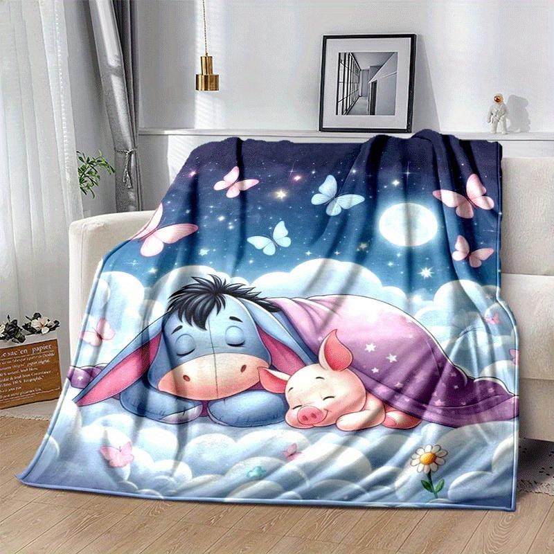 1 Stück Winnie Puuh Druckdecke - Weiche Ganzjahresdecke für Wohnzimmer, Schlafzimmer, Personalisierbares Geschenk mit entzückendem Cartoon-Design