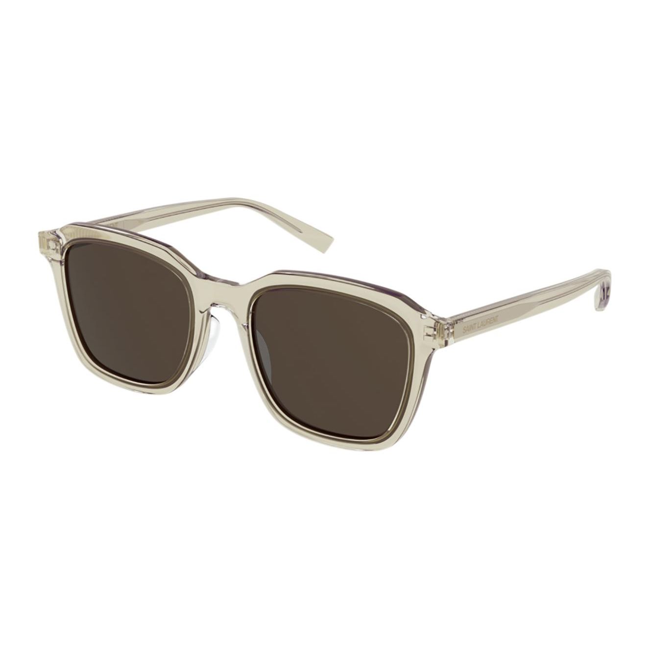 Saint Laurent Square Sunglasses Yellow/Brown Unisex Eyewear SL457004 Basic Packaging-Eyeglass Case,53,White