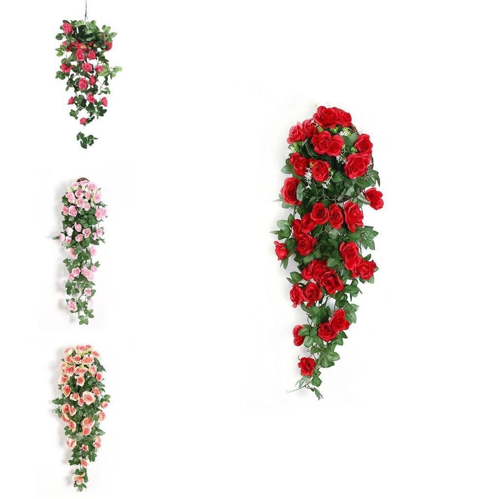 Exquisite 90cm künstliche Blumengirlande mit bunten Seidenrosen und lebendigem Efeu zur Wanddekoration