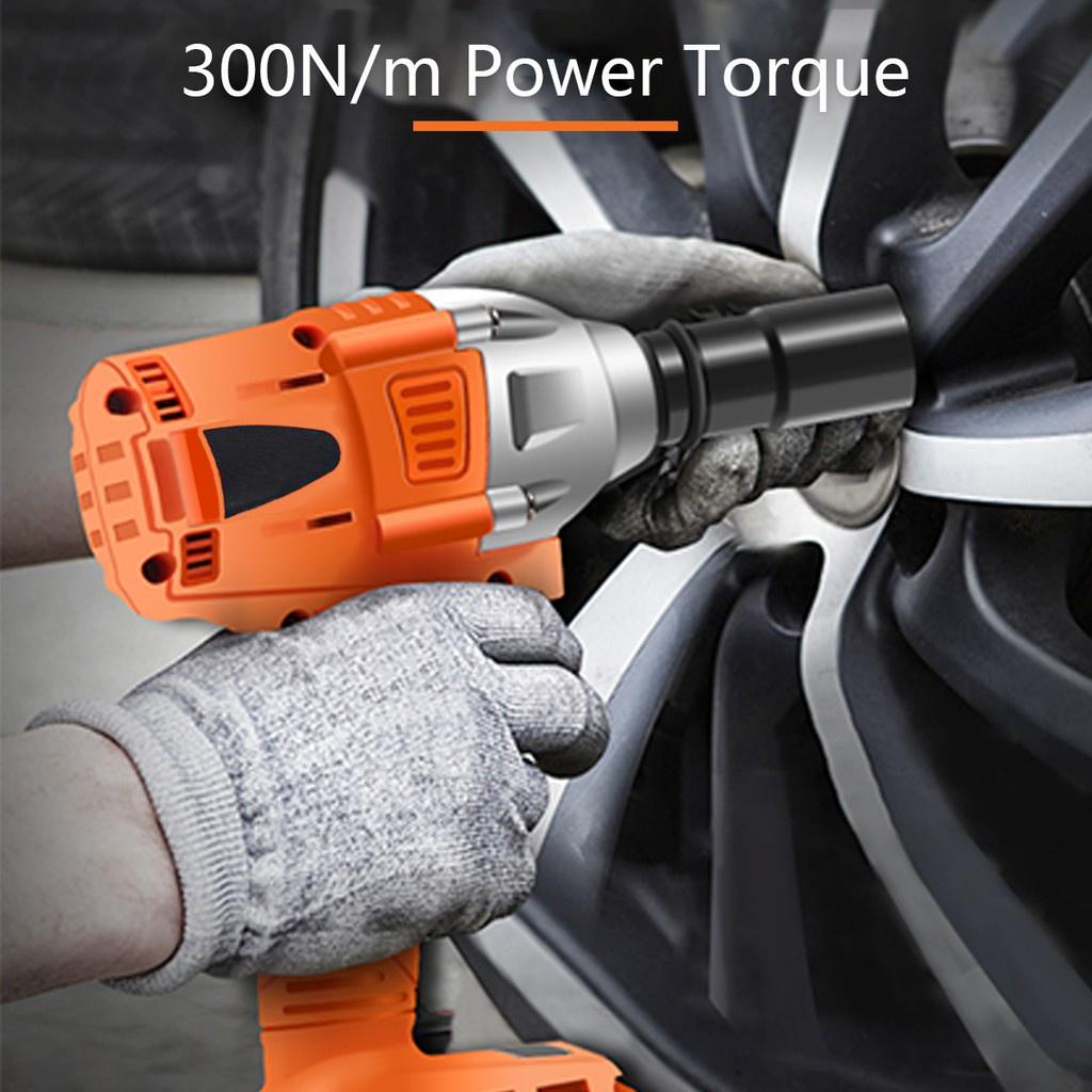 2 IN 1Cordless Multifunctional Electric Impact Wrench LED Powerful Tool High Torque Cordless Drill Orange 18x24x10.5cm