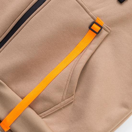 Men Hooded Jacket Autumn Winter Zip-up Hoodie Multi-Pocket Fleece Lined Sweatshirt Jacket for Daily