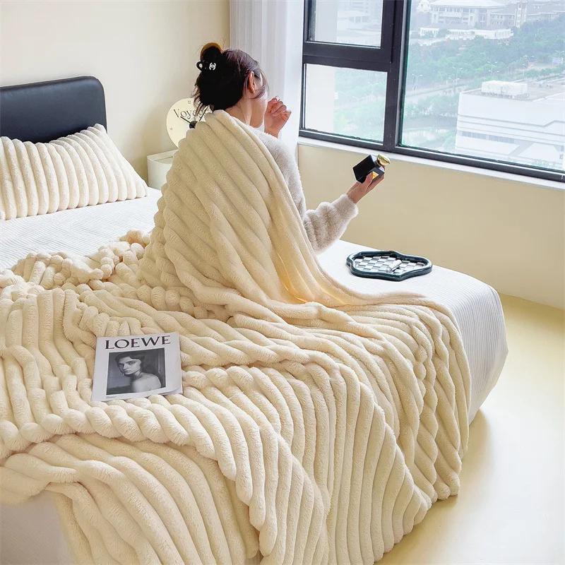 Winter Thicken Wide Striped Stitch Quilt Multifunctional Blanket Can Be Used As Bed Sheet Cover Quilt Nap Blanket Pet Blanket