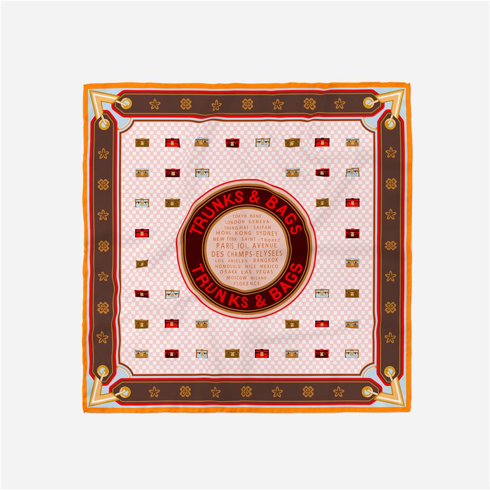 Twill Silk Scarf Woman Fashion Painting Square Scarves Wraps Bandana Small Hijab Silk Foulards Tie Headband Neckerchief 53CM