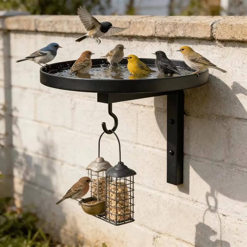 Hook Design Iron Wall Bathtub Bird Feeder Easy Install Weather Resistant Outdoor Courtyard Ornament