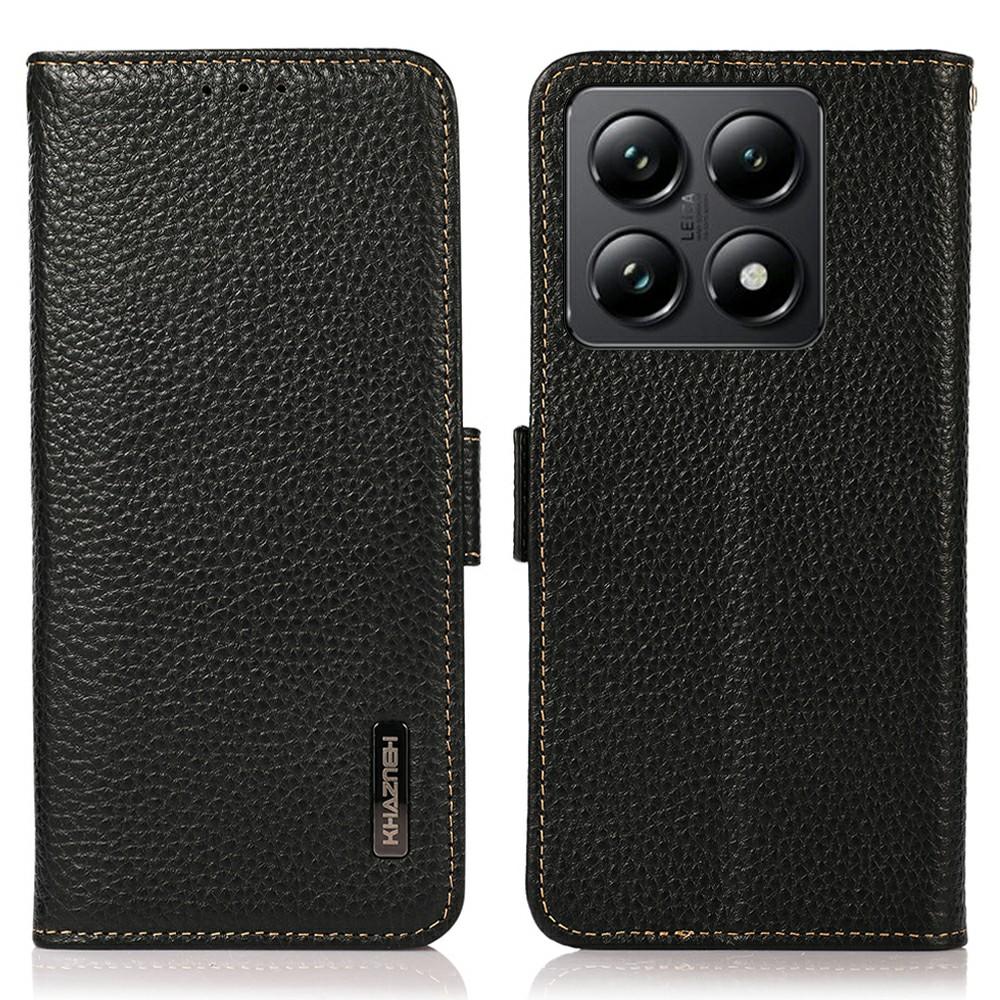 KHAZNEH For Xiaomi 14T Phone Case Genuine Cow Leather Cover RFID Blocking
