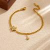 316L Stainless Steel Flower Heart Gold Color Chain Charm Bracelet For Women Girl Trendy Fashion New Jewelry Party Gift