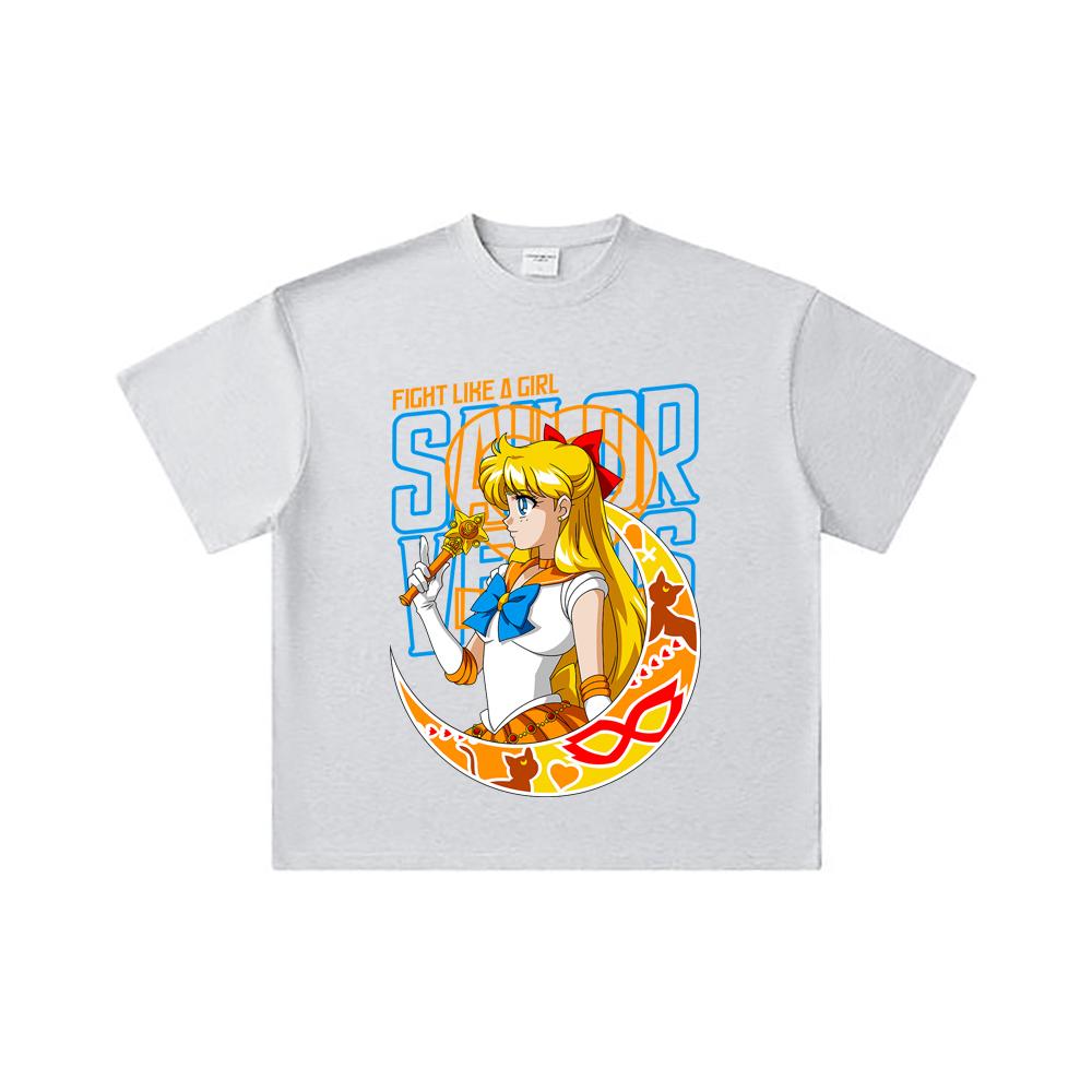 260 GSM Double Yarn 32 Count 100% Cotton Sailor Moon V5 Venus Print Unisex Heavy Cotton T Shirt