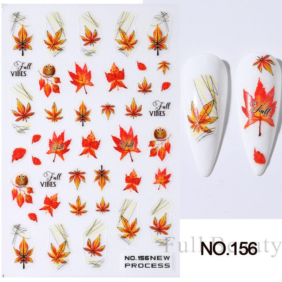 Nail Art Stickers Autumn Maple Leaf Sunflower Flower Elk Adhesive Nail Stickers