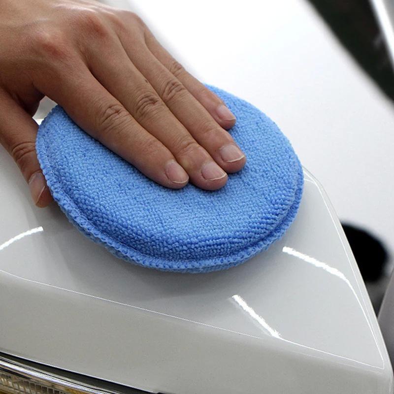 SEAMETAL Car Waxing Polish Sponges 5 Inch Car Detailing Wax Applicator Pads Round Pocket Microfiber Foam Sponges Car Cleaning Tools