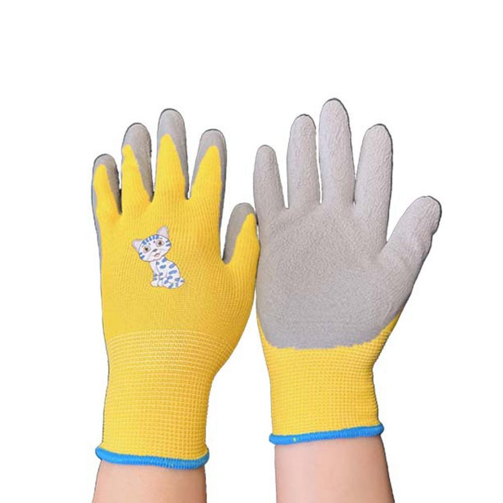 2 Pairs Thickening Kids Work Gloves Cartoon Gardening Gloves  for Student Children