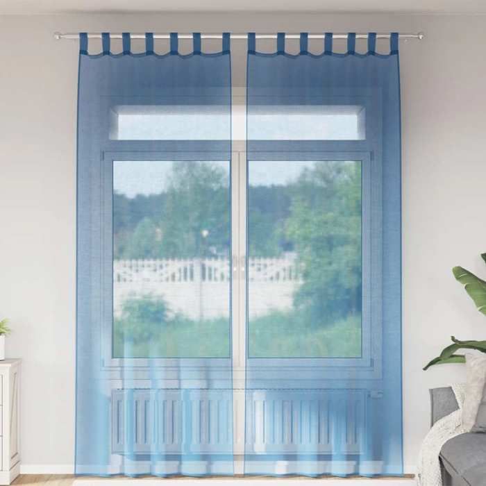 VidaXL Voile Curtains with Loops 2 Pcs Royal Blue 140x260 Cm, Net Curtain, Sheer Curtain, Window Voile, 4102305