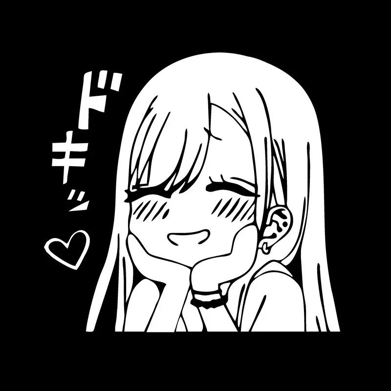 

18x17cm Cute Anime Girl Car JDM Sticker Auto Body Bumper Windows Motorcycle Laptop Walls Vinyl Film Decal Car Tuning Accessories 1Pc