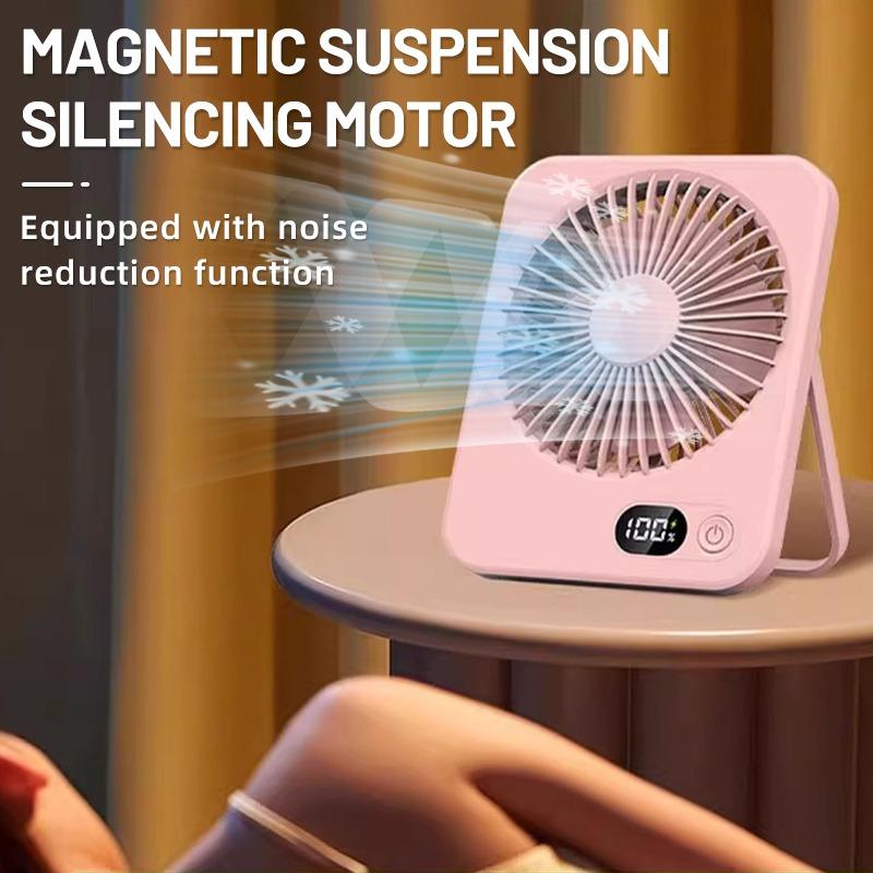 Portable Handheld Fan Mini Desktop Fan USB Rechargeable Mute Table Fan With Power Display Desktop Fan 5 Speeds Adjustment