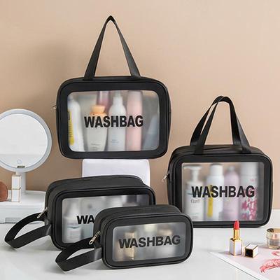 Reisewaschtasche mit großem Fassungsvermögen aus mattiertem, transparentem PVC - Wasserdichte Make-up-Tasche