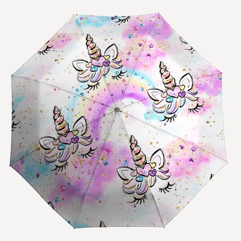 1PC Unicorn Rainbow Umbrella-8-Rib Reinforced Portable Folding Travel Suitable for All Seasons Outdoor Daily Use-Z0468