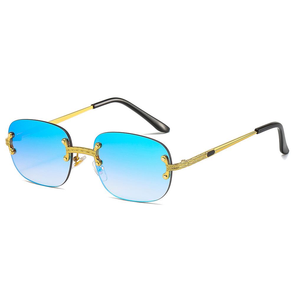 Luxury Brand Designer Rimless Square Sunglasses Women Men Popular Travel Fashion Vintage Punk Small Sun Glasses Mirror Shades