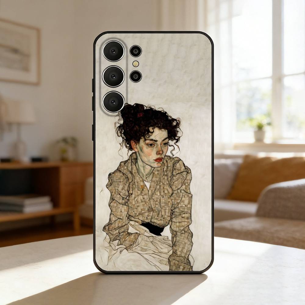 E-Egon S-Schiele Phone Case For Samsung S26,S25,24,23,22,30,21,10,9,Ultra,Plus,Lite,Black Soft Case