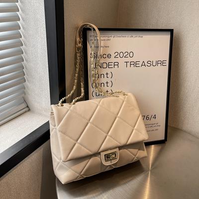 A New Spring Texture Fashionable Solid Color Diamond Chain Bag Single Shoulder Oblique Span Women's Bag Tide