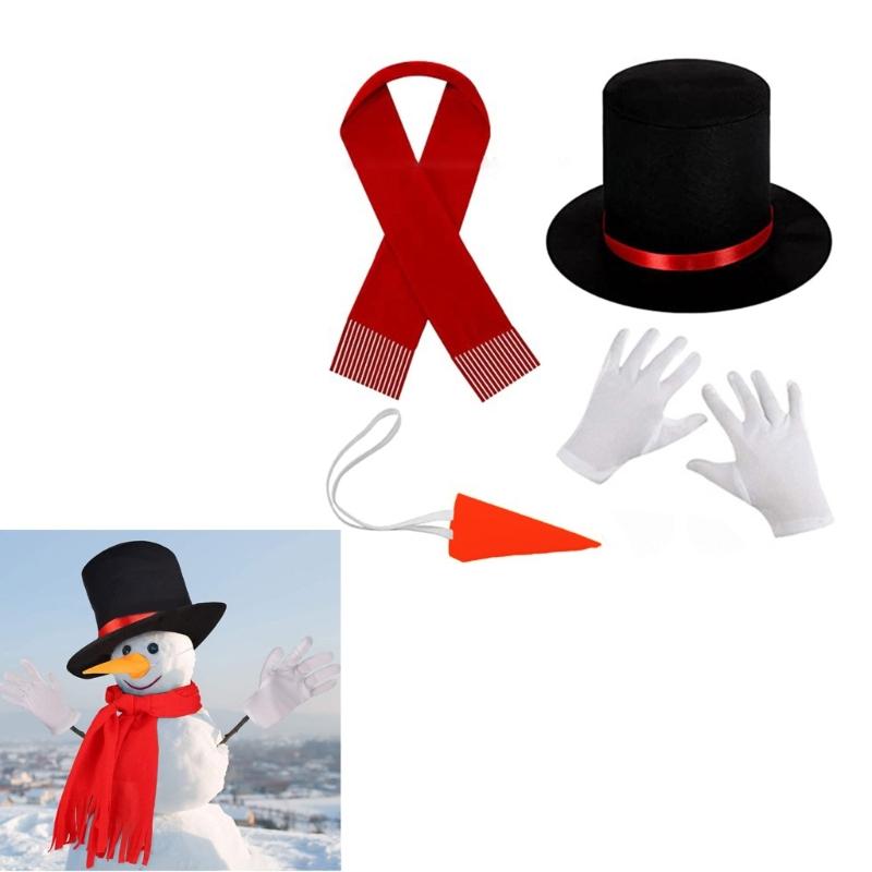 Snowman Hat Scarf Carrot Nose Gloves Cosplay Props New Year Christmas for Adults Adults Kids Christmas Cosplay Costume