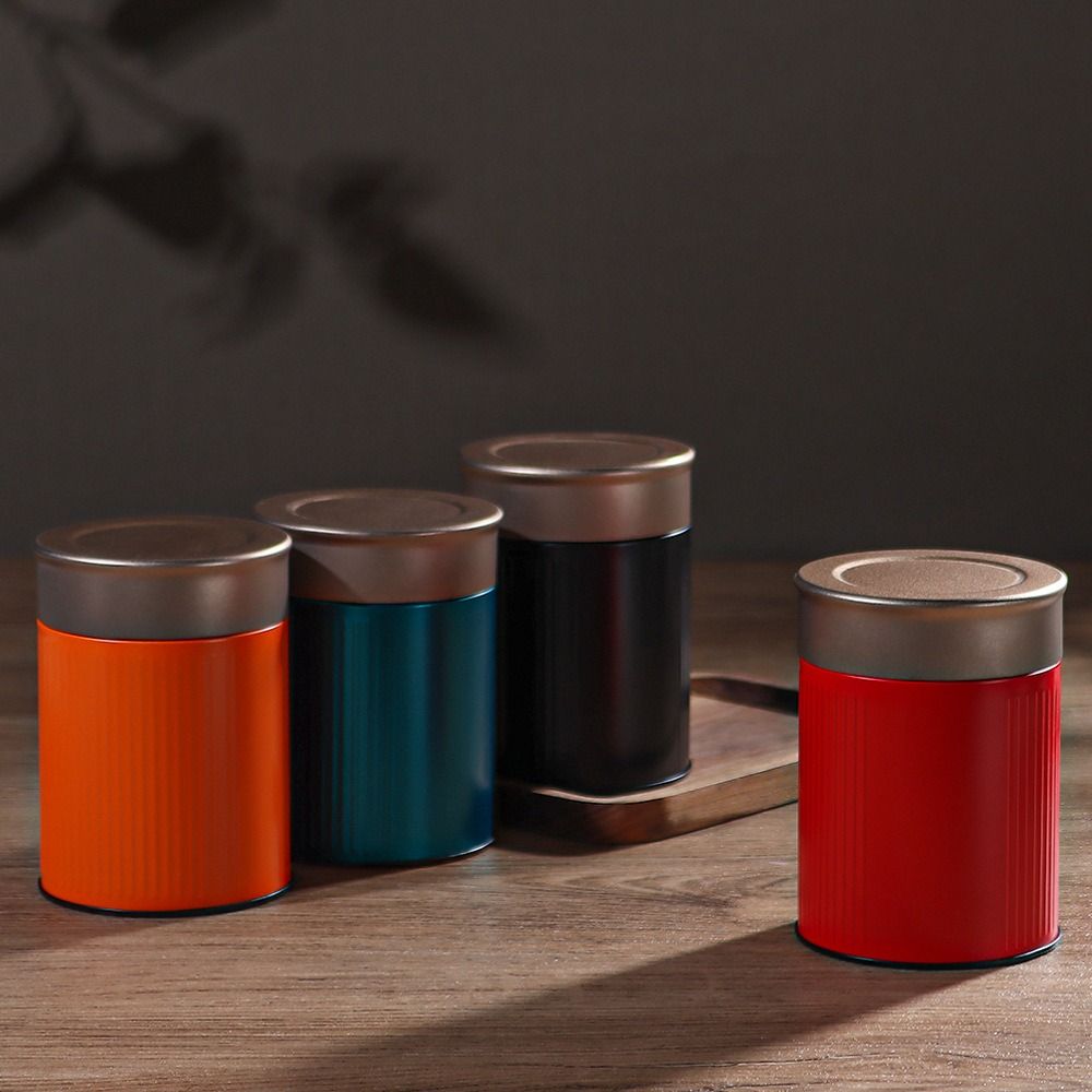 Creative Gift Portable Tea Can Damp-proof Tinplate Tea Box Sealed Double Lid Round Tea Tin Containers Green Tea