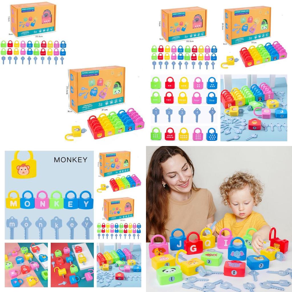 Kids Learning Lock Keys Alphabet Number Matching Early Education Toys