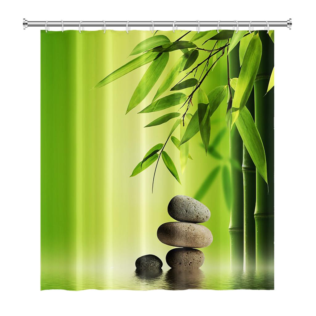 Tenda Doccia Meditazione Giapponese Zen Spa Loto Pietre di Basalto Olio Essenziale Candele Profumate Bambù Acqua Arredamento Casa Set Impermeabile