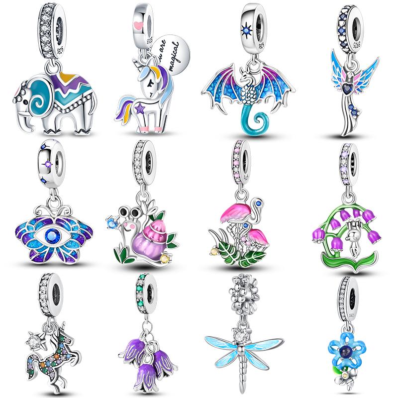 Kupfer Einhorn Fee Insekt Blume Perlen Anhänger Passend Kompatibel Mit Pandora Authentischen Armbändern DIY Schmuck Geburtstagsgeschenk Jubiläum