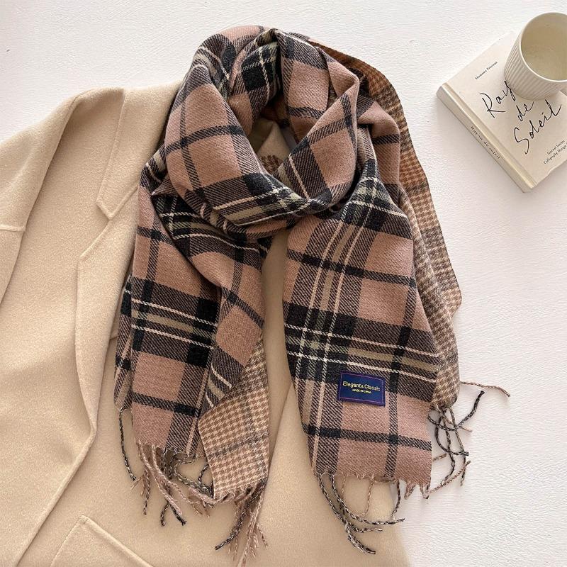 Autumn and winter new versatile scarf women's thickened woven thick beard fringed warm scarf imitation cashmere shawl