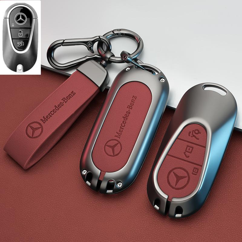 SFX1 Zinc Alloy+Leather Car Key Case Cover for Mercedes Benz 2021 C /S Class W223 W206 S350L S400L S450L S500L Protector