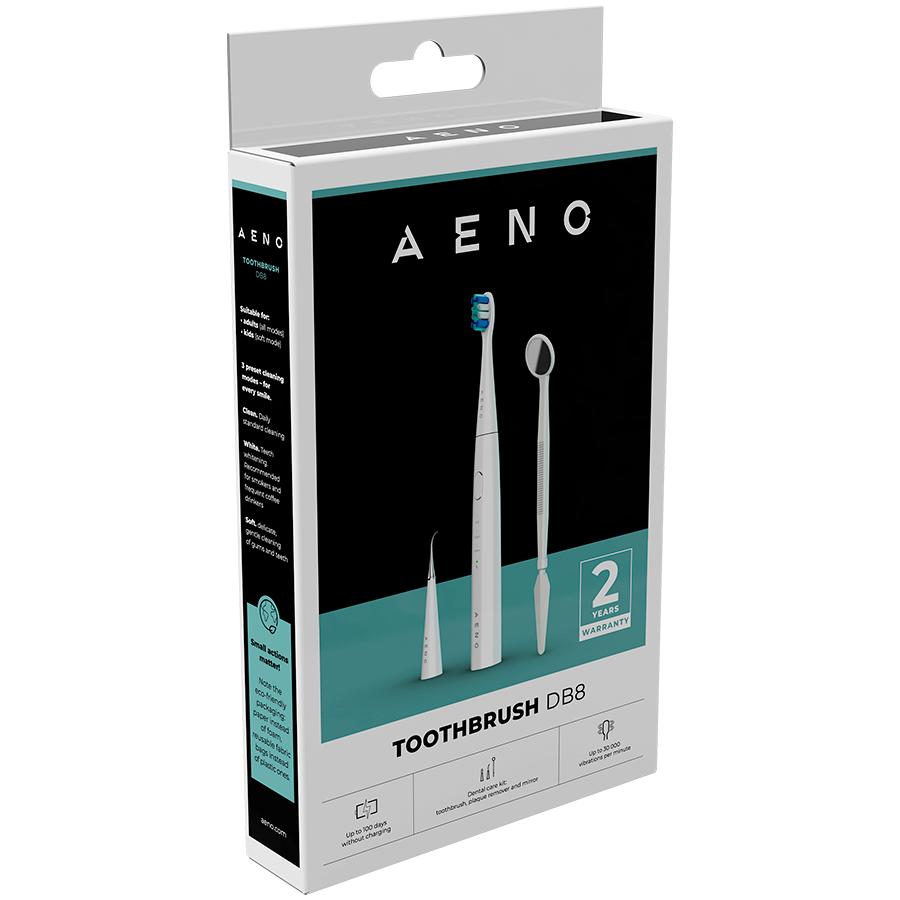 Aeno Db8 Sonic Toothbrush with Mirror and 3 Heads White