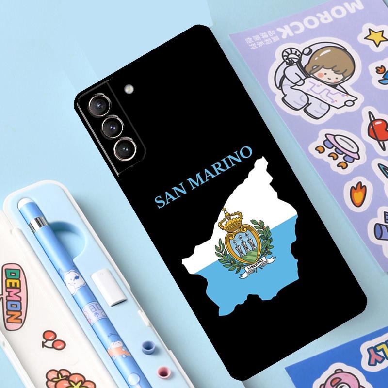 San Marino Flagge Fall für Samsung Galaxy S23 S22 Ultra S21 Plus S8 S9 S10 Hinweis 10 20 Ultra S20 FE S21 FE Abdeckung