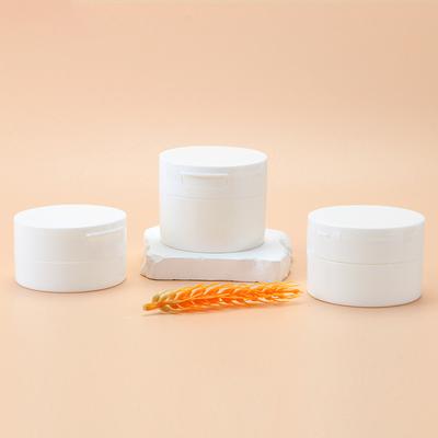 Refillable 50/80/100g White Plastic Cosmetic Jar with Hand Pulled Mat Spoon Flip-TopContainer for Face Cream Empty Face CreamBox