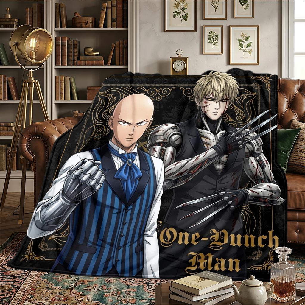 One-Punch Man Warm Comfortable Printed Flannel Blanket, For Bedrooms, Sofas, Beds, Chairs, Picnics, Travel -HE40