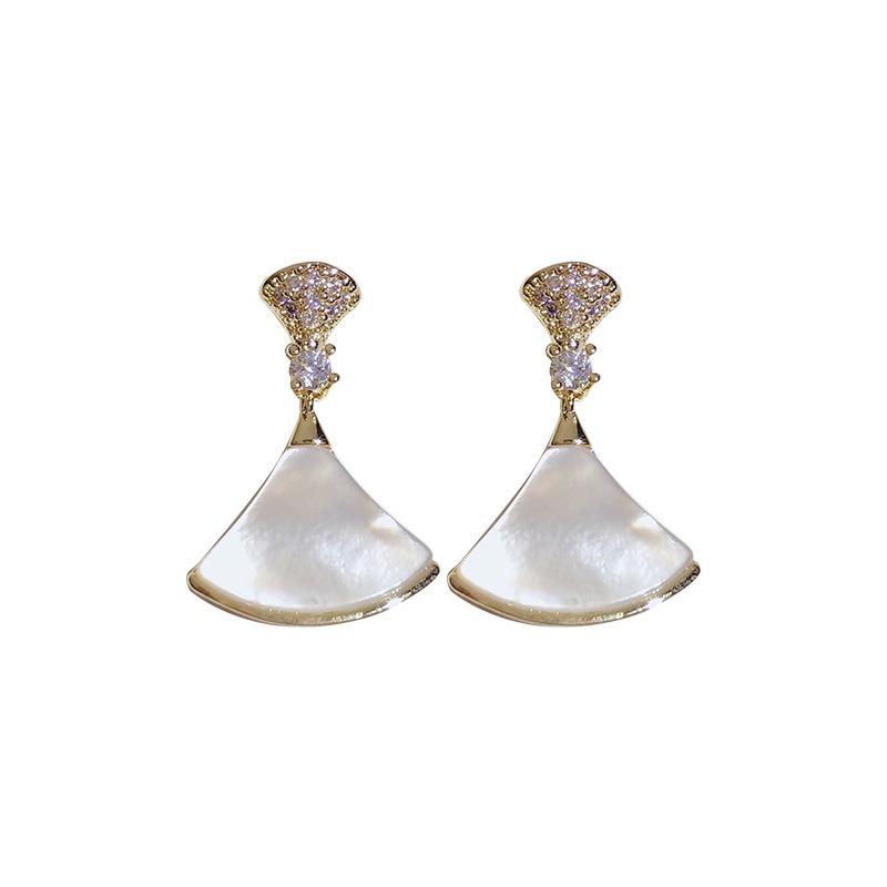 Korean Style Shell Fan Shape Earrings Fashion Simple Elegant Jewelry