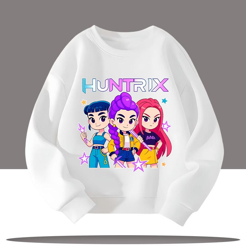 Odzież dziecięca K-pop Łowcy Demonów Nadruk z kreskówki Wiek 3-12 lat Nowy styl Koszulka sportowa z okrągłym dekoltem dla dzieci Urocza dziewczęca bluzka codzienna