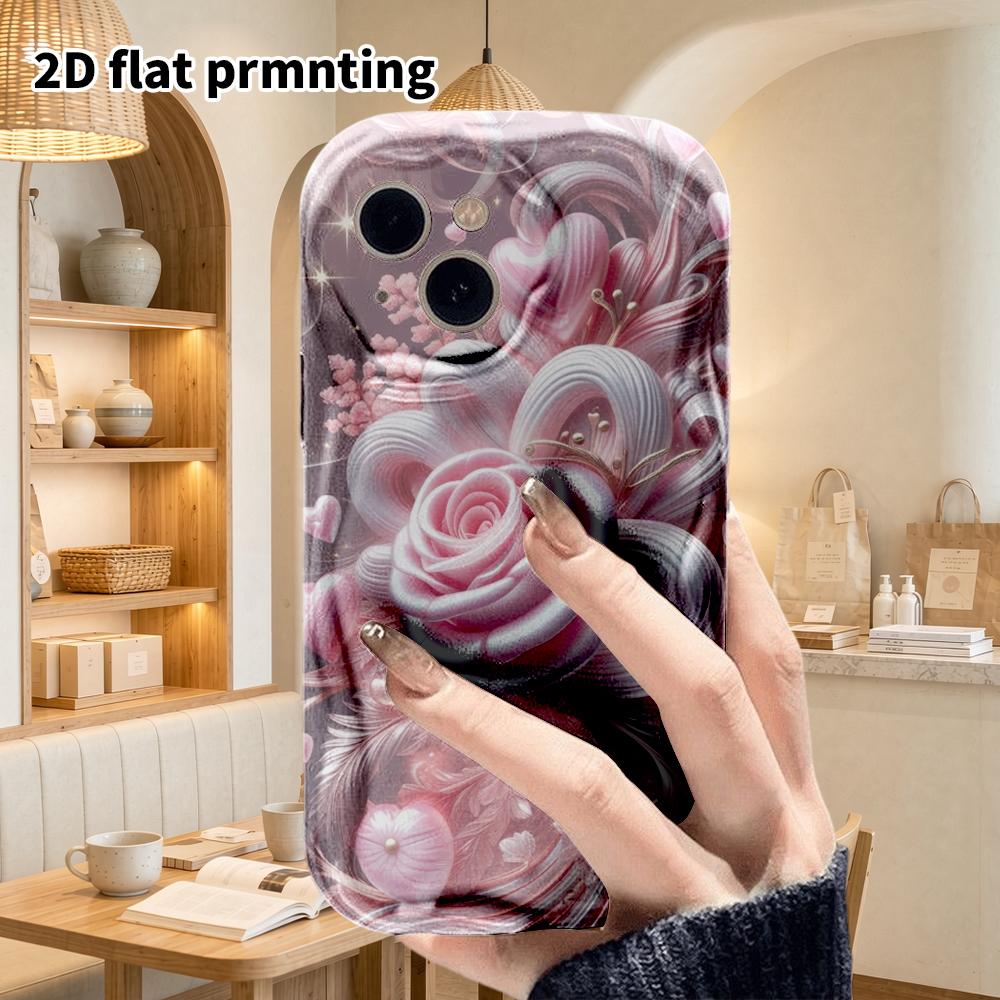 Phone Case: 2D Flat Design Suitable for iPhone 18 17 16 15 14 13 Pro, Couple Style, Pearl Rose, Christmas and Halloween Gift