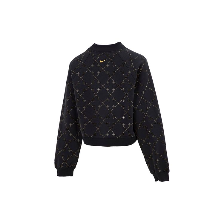 Nike Fleece-Lined Casual Sporty Short Pullover Sweatshirt Women Tops Black DM7281-010