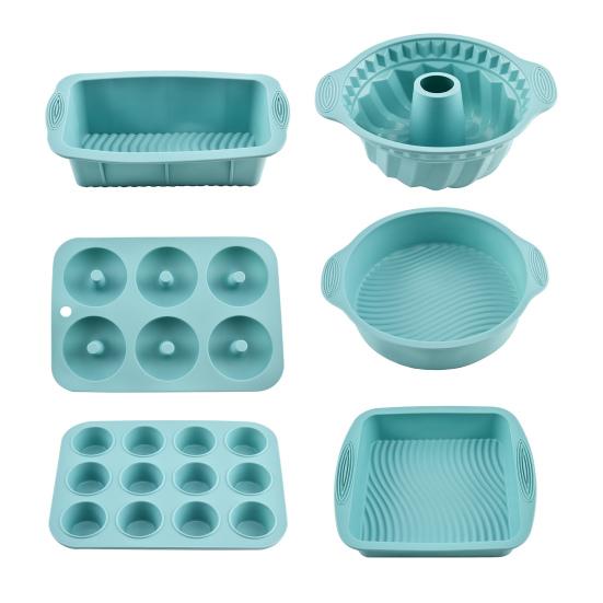 

6Pcs Silicone Baking Mold Set Fryer Square Donut for Oven Air Muffin Toast Bread Mold Non-Stick синий